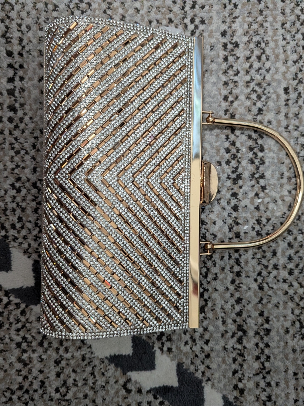 Source Unknown Gold and Silver Crystal Evening Clutch